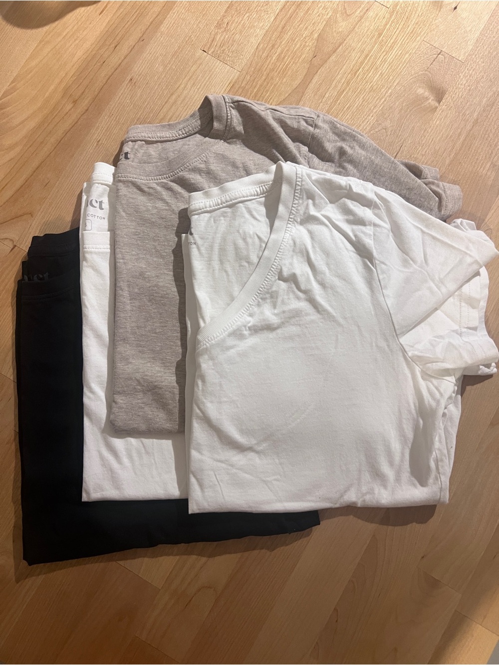 Set of 4 Pact Organic Cotton Women’s Short Sleeve Tees - White, Black, Oatmeal